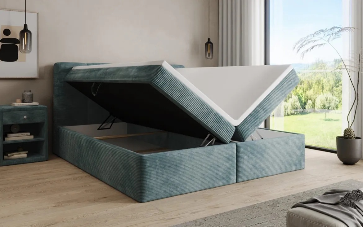 Boxspringbett Cozy II in Cord mit Stauraum