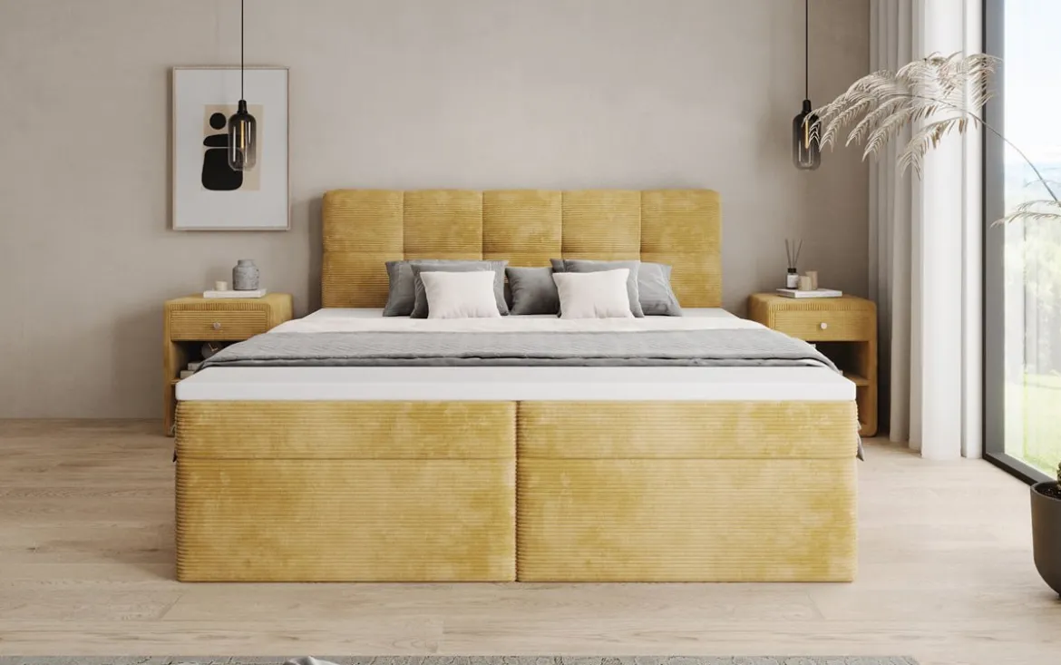 Boxspringbett Cozy II in Cord mit Stauraum