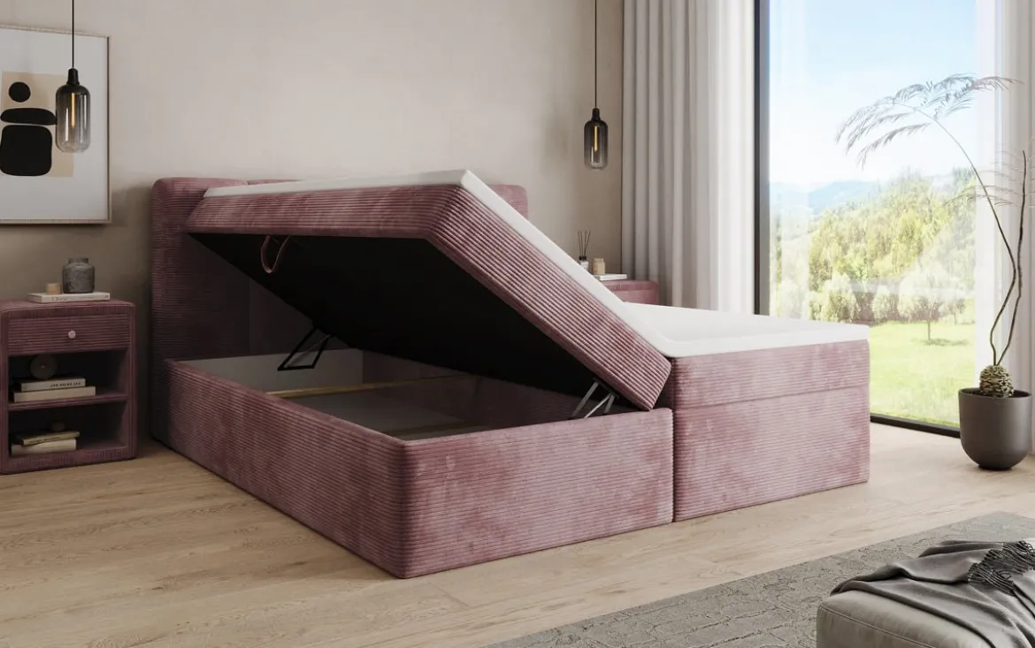 Boxspringbett Cozy II in Cord mit Stauraum