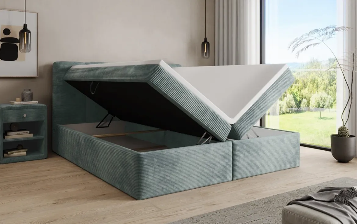 Boxspringbett Cozy II in Cord mit Stauraum