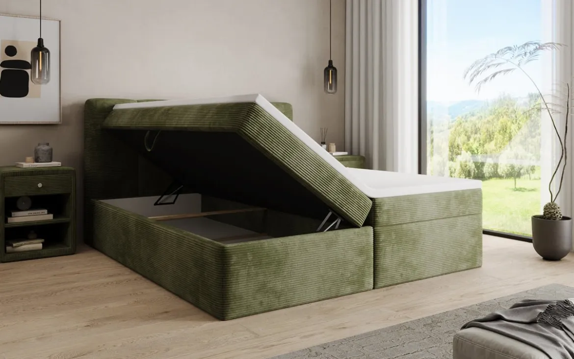 Boxspringbett Cozy II in Cord mit Stauraum