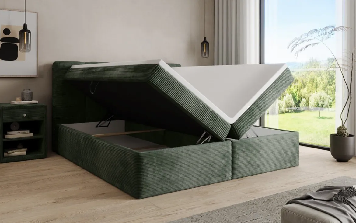 Boxspringbett Cozy II in Cord mit Stauraum