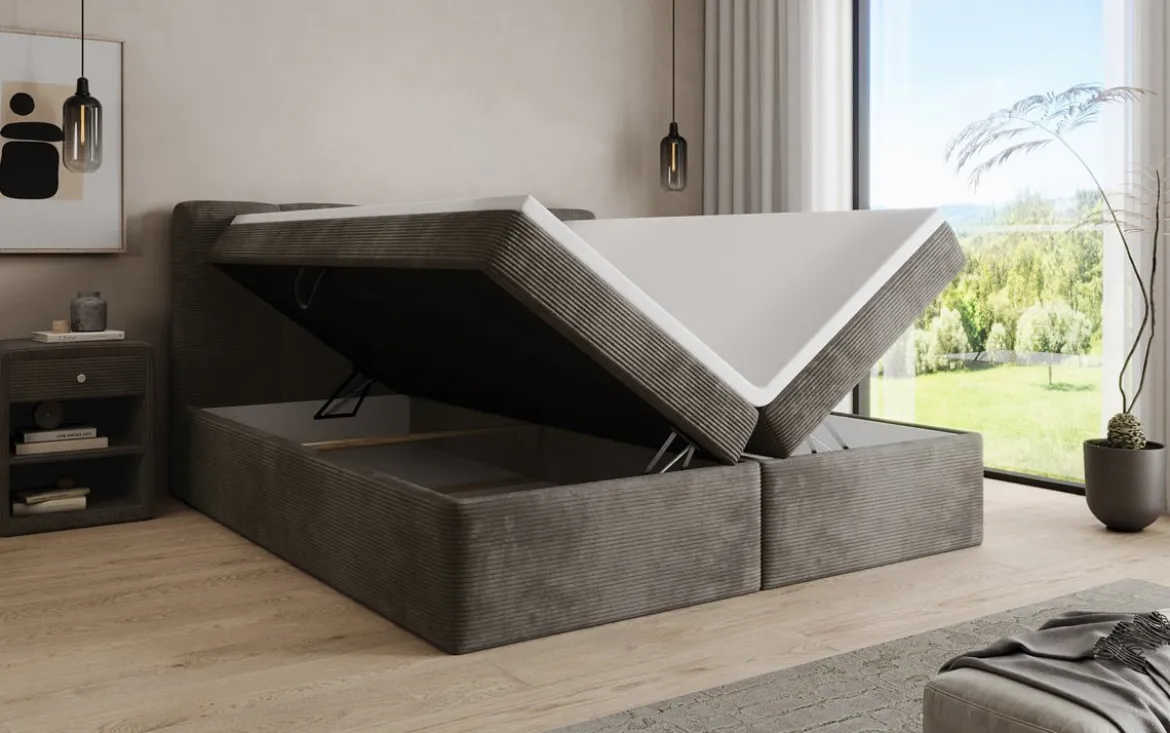Boxspringbett Cozy II in Cord mit Stauraum