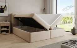 Boxspringbett Cozy II in Teddy Bouclé mit Stauraum
