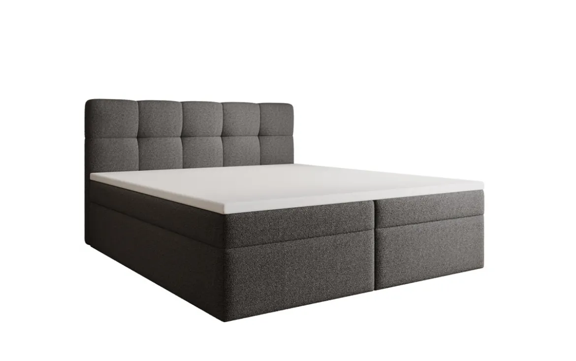 Boxspringbett Cozy II in Teddy Bouclé mit Stauraum