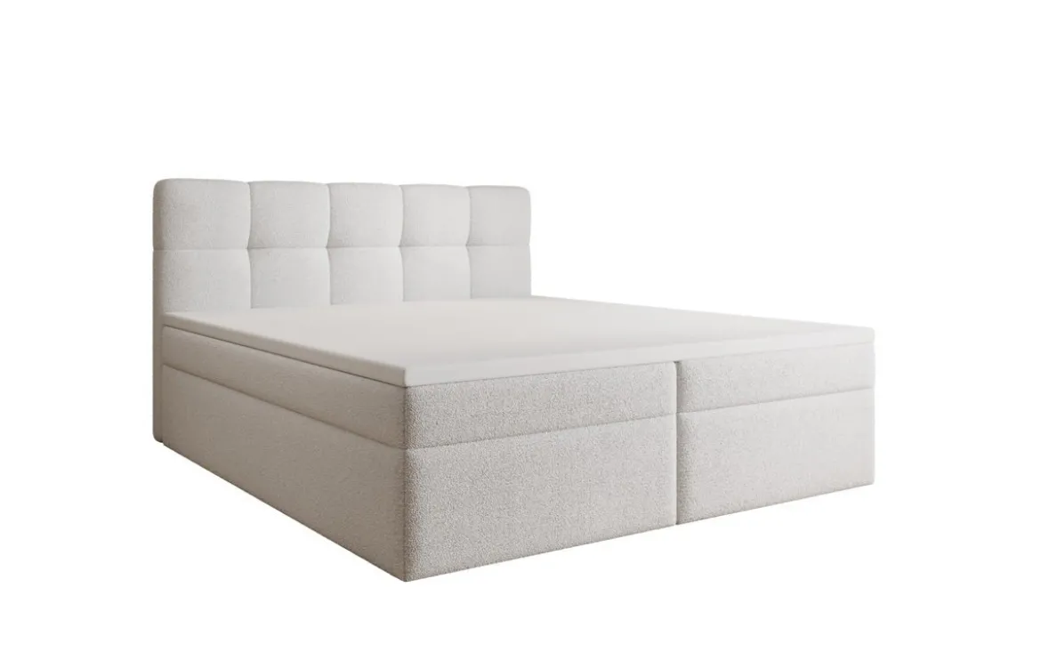 Boxspringbett Cozy II in Teddy Bouclé mit Stauraum
