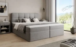Boxspringbett Cozy II in Teddy Bouclé mit Stauraum