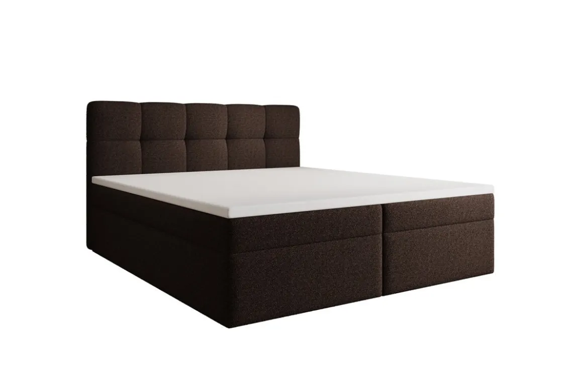 Boxspringbett Cozy II in Teddy Bouclé mit Stauraum