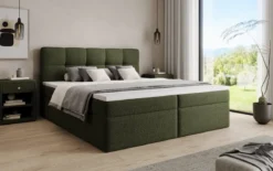 Boxspringbett Cozy II in Teddy Bouclé mit Stauraum