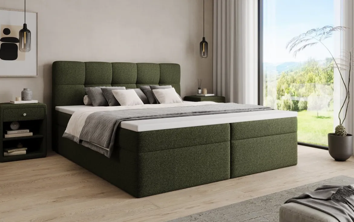 Boxspringbett Cozy II in Teddy Bouclé mit Stauraum