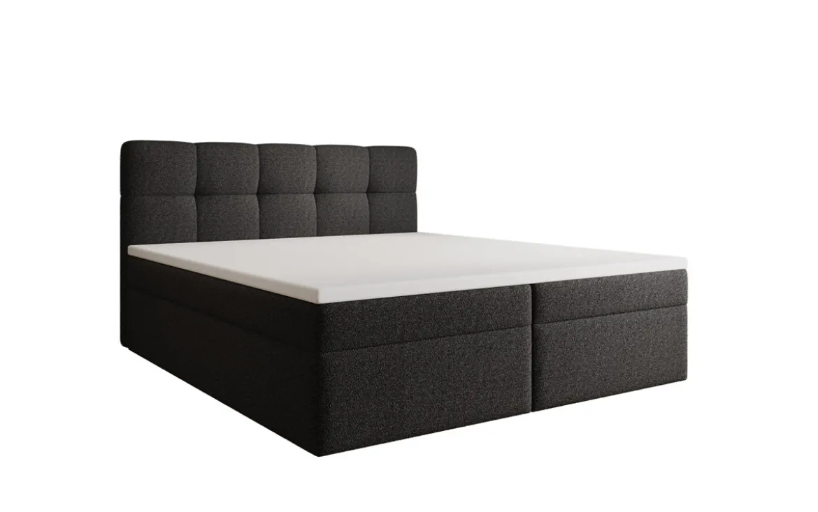 Boxspringbett Cozy II in Teddy Bouclé mit Stauraum