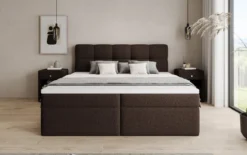 Boxspringbett Cozy II in Teddy Bouclé mit Stauraum