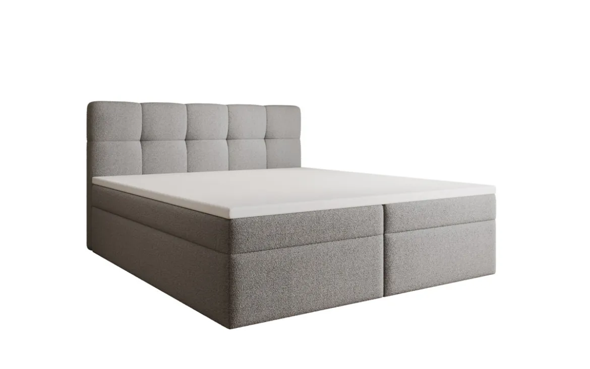 Boxspringbett Cozy II in Teddy Bouclé mit Stauraum