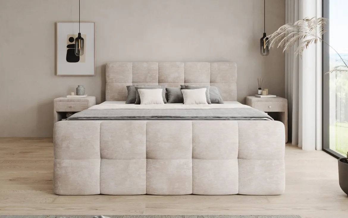 Boxspringbett Cozy in Cord mit Stauraum