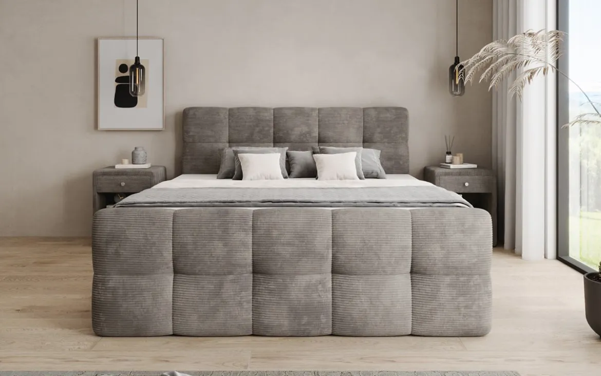 Boxspringbett Cozy in Cord mit Stauraum