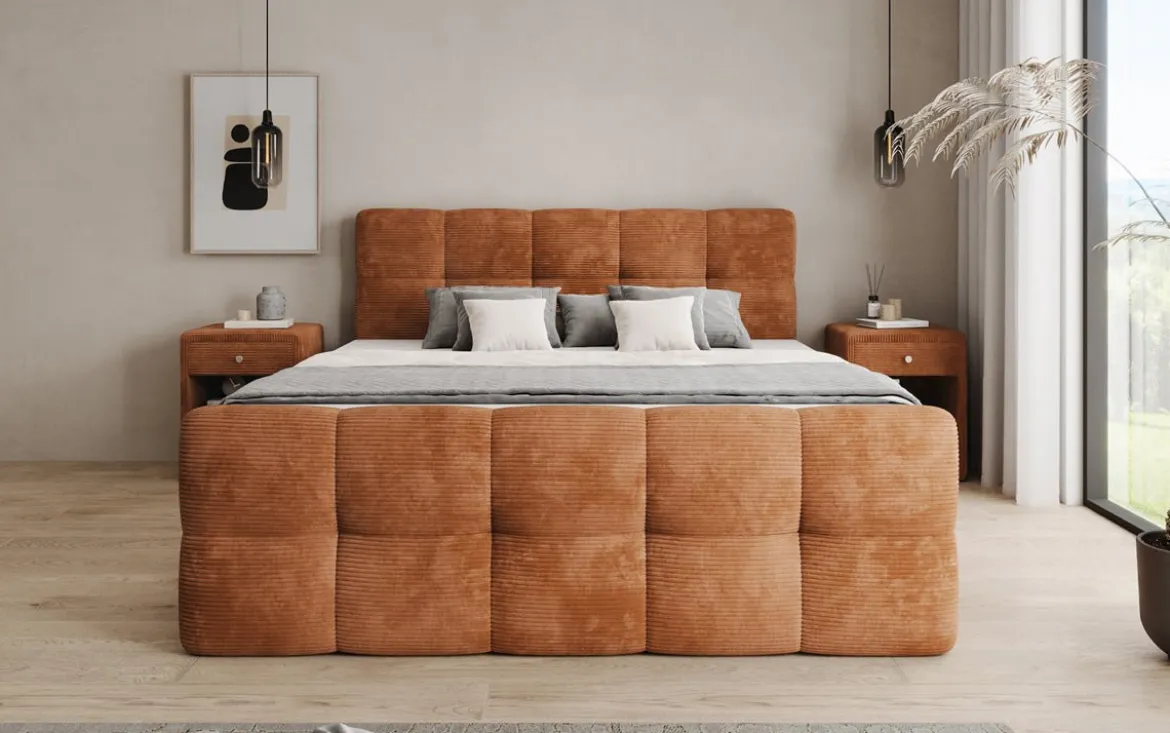 Boxspringbett Cozy in Cord mit Stauraum