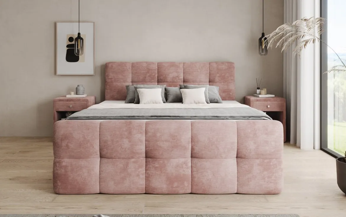 Boxspringbett Cozy in Cord mit Stauraum