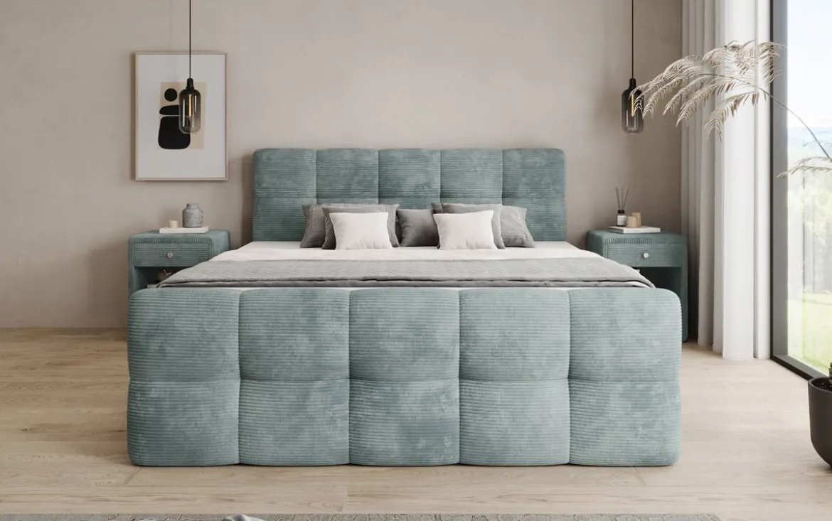 Boxspringbett Cozy in Cord mit Stauraum