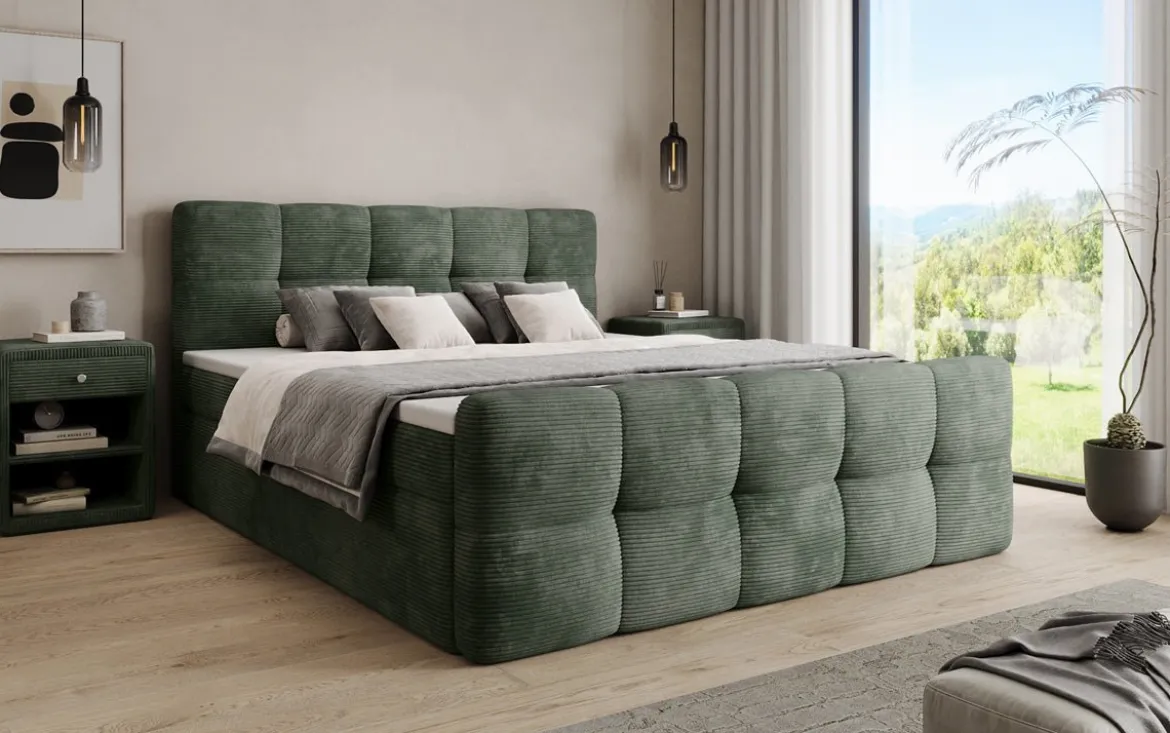 Boxspringbett Cozy in Cord mit Stauraum