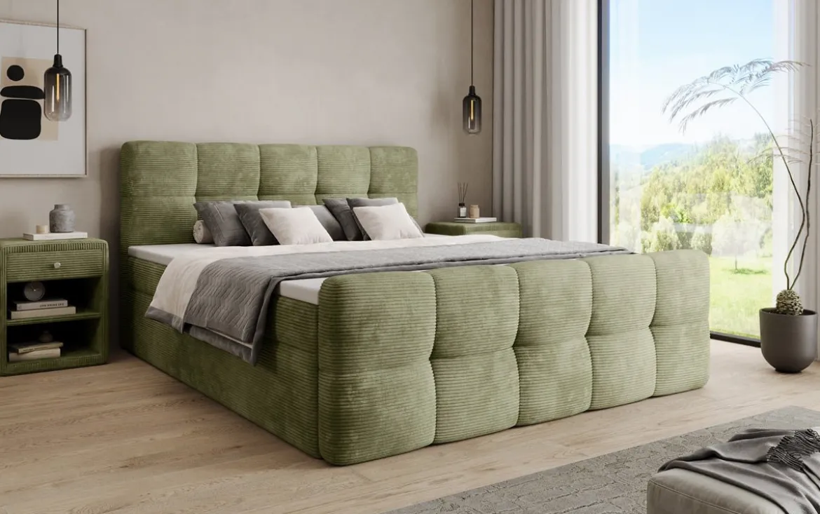 Boxspringbett Cozy in Cord mit Stauraum