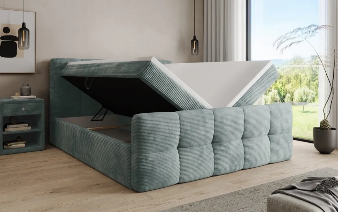 Boxspringbett Cozy in Cord mit Stauraum