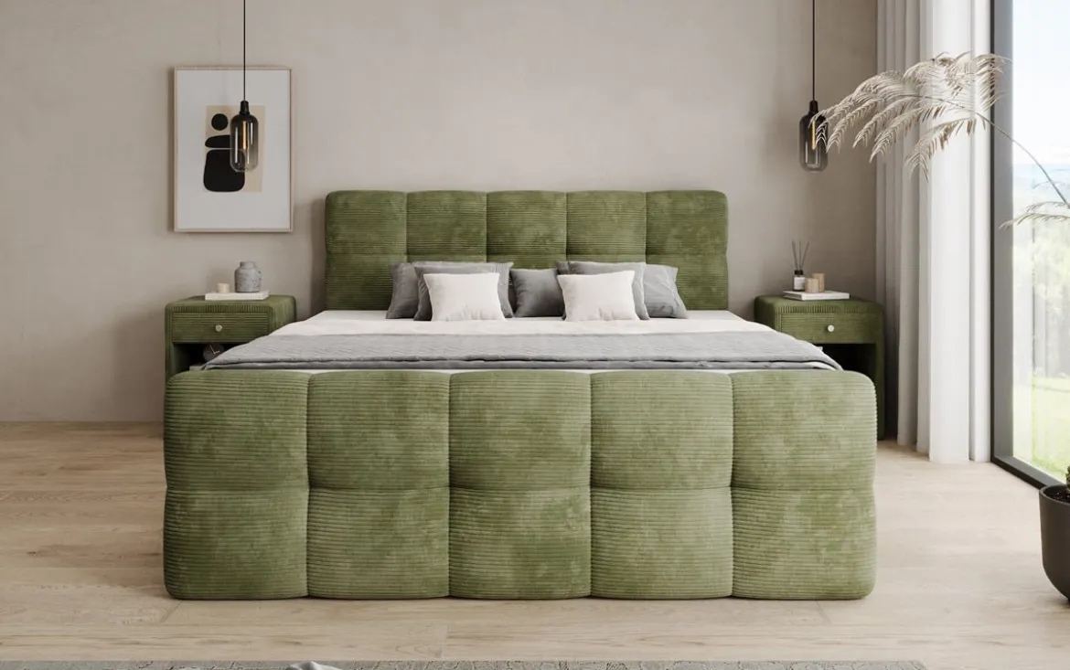 Boxspringbett Cozy in Cord mit Stauraum