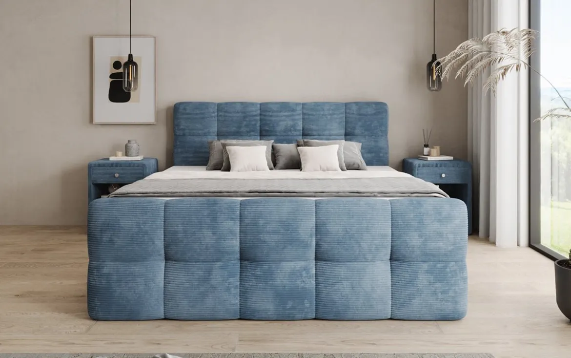 Boxspringbett Cozy in Cord mit Stauraum