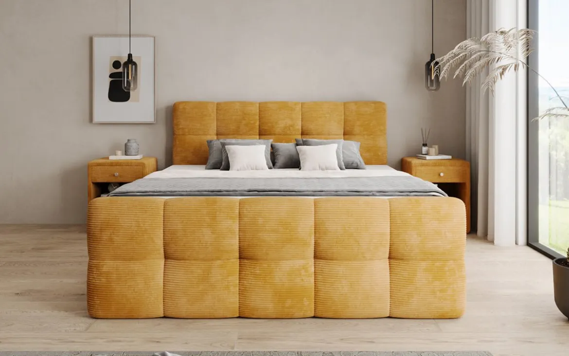 Boxspringbett Cozy in Cord mit Stauraum