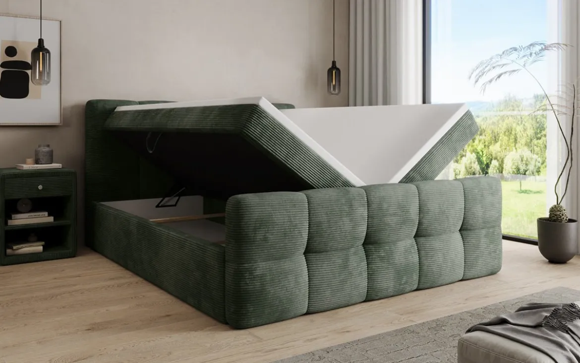 Boxspringbett Cozy in Cord mit Stauraum