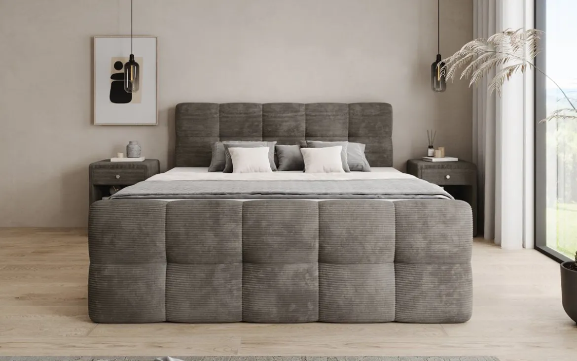 Boxspringbett Cozy in Cord mit Stauraum