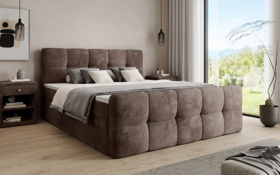 Boxspringbett Cozy in Cord mit Stauraum
