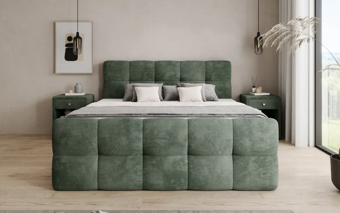 Boxspringbett Cozy in Cord mit Stauraum