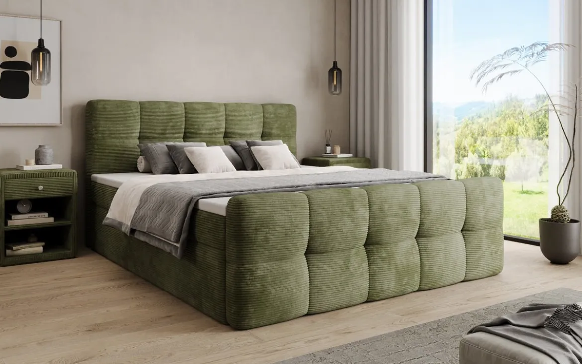Boxspringbett Cozy in Cord mit Stauraum