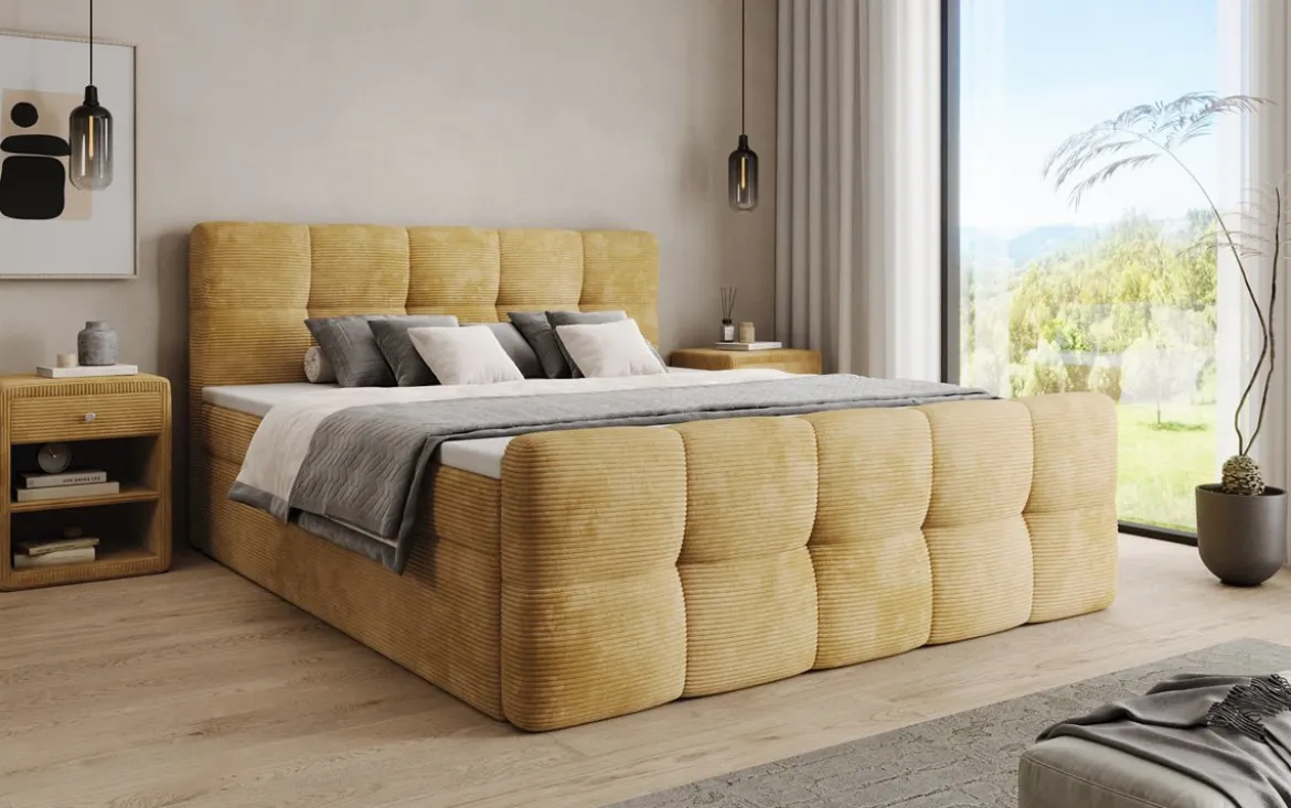 Boxspringbett Cozy in Cord mit Stauraum