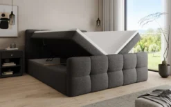 Boxspringbett Cozy in Teddy Bouclé mit Stauraum