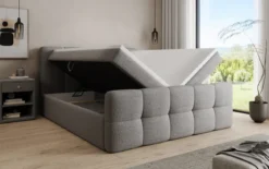 Boxspringbett Cozy in Teddy Bouclé mit Stauraum