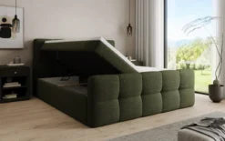 Boxspringbett Cozy in Teddy Bouclé mit Stauraum