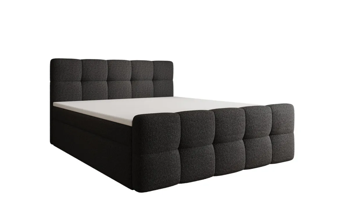 Boxspringbett Cozy in Teddy Bouclé mit Stauraum
