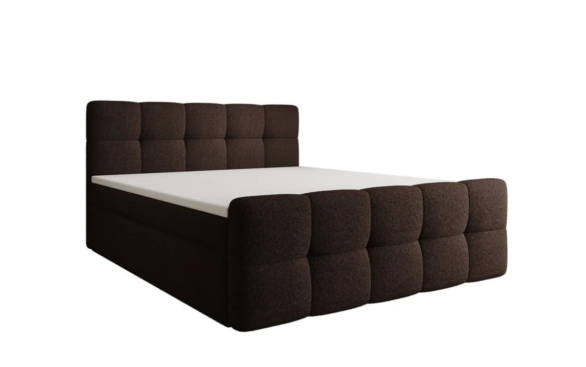 Boxspringbett Cozy in Teddy Bouclé mit Stauraum