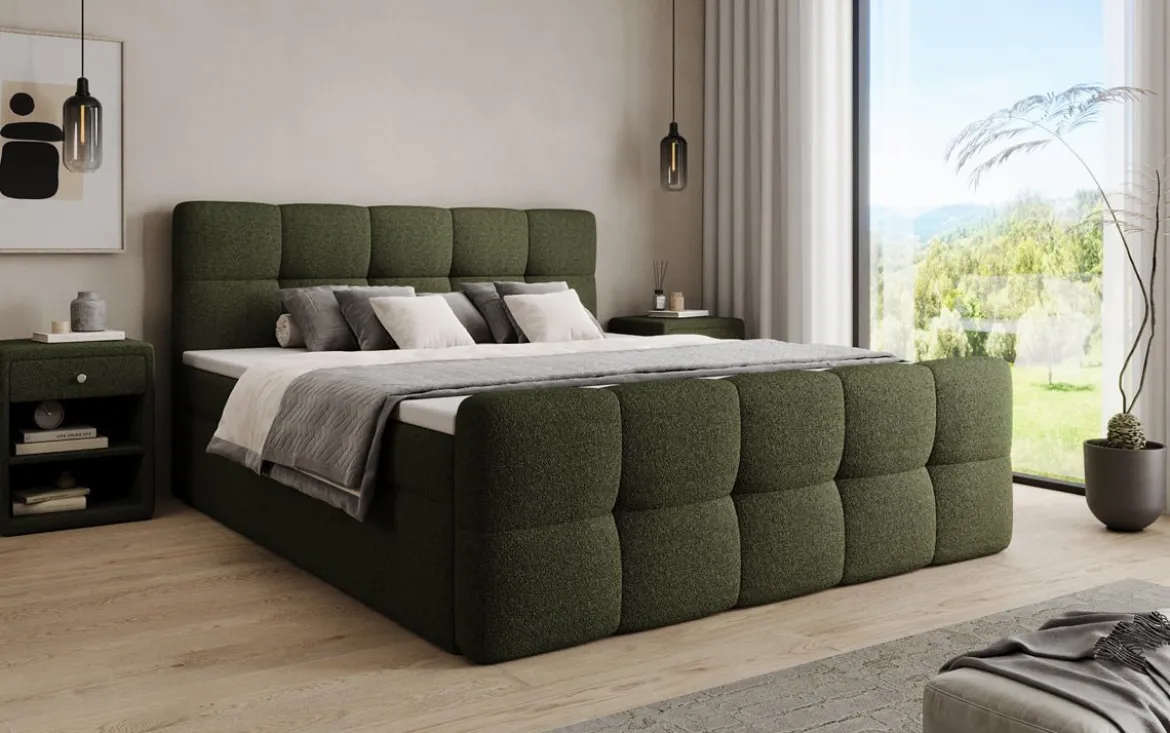 Boxspringbett Cozy in Teddy Bouclé mit Stauraum