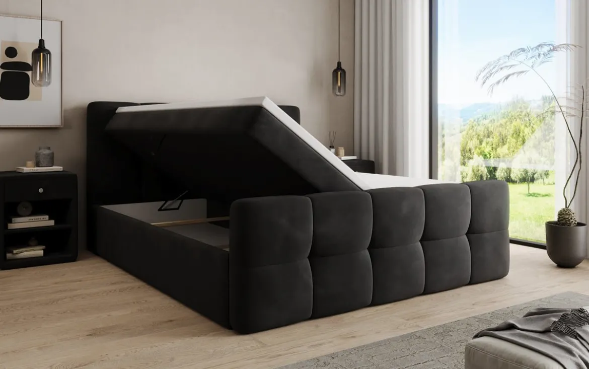 Boxspringbett Cozy Samt mit Stauraum