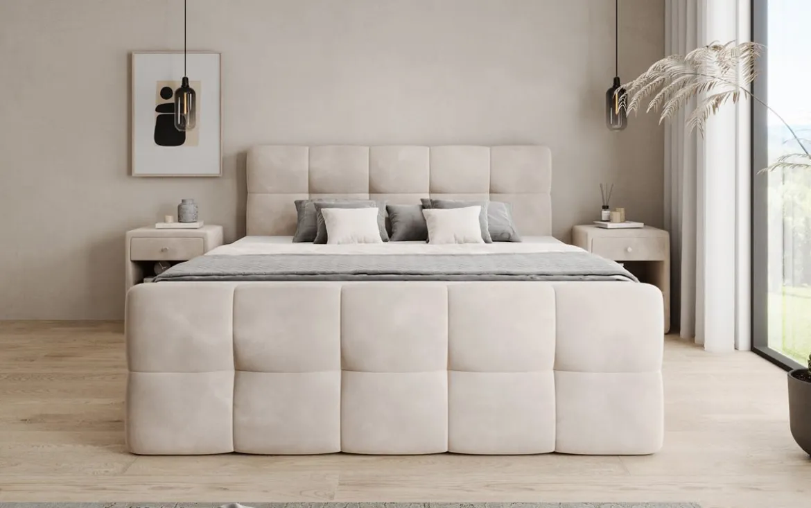 Boxspringbett Cozy Samt mit Stauraum