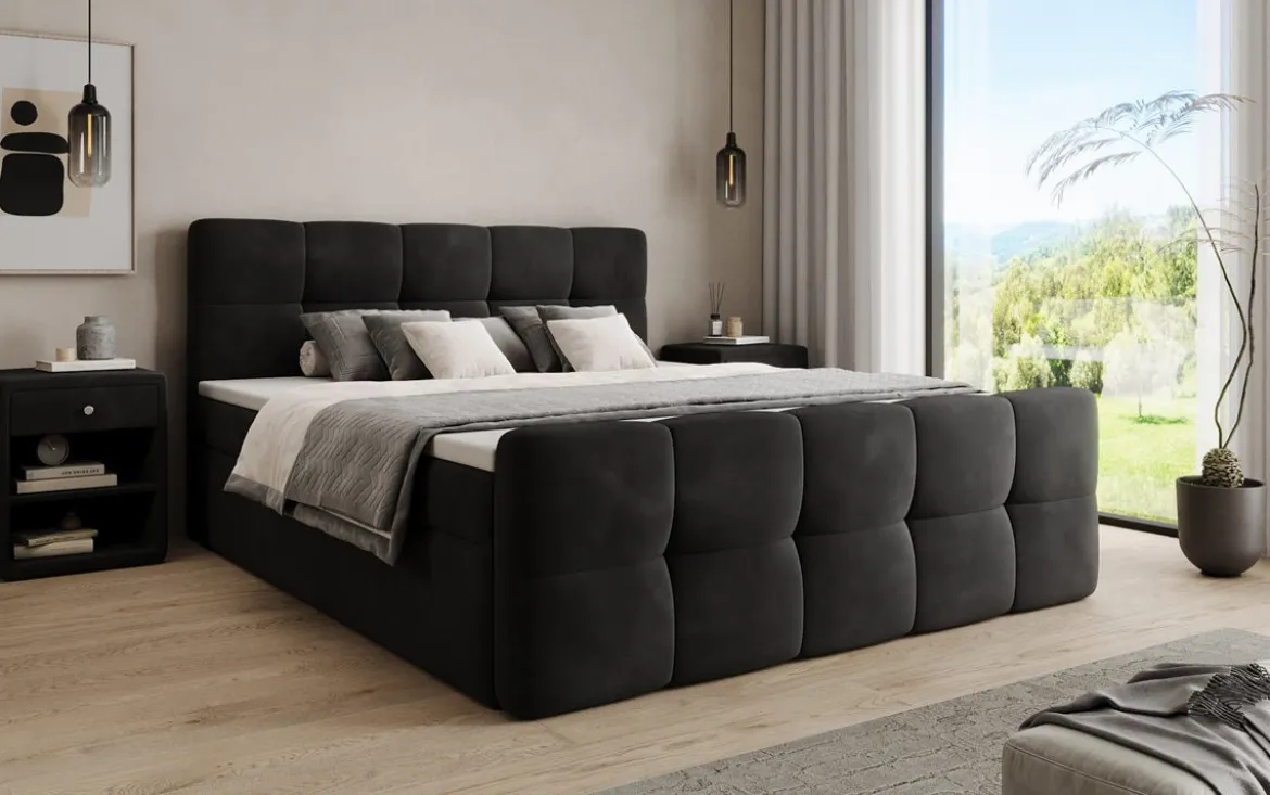 Boxspringbett Cozy Samt mit Stauraum
