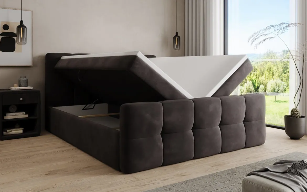 Boxspringbett Cozy Samt mit Stauraum