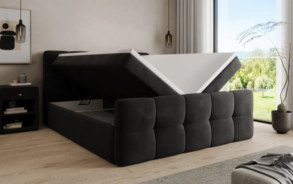 Boxspringbett Cozy Samt mit Stauraum