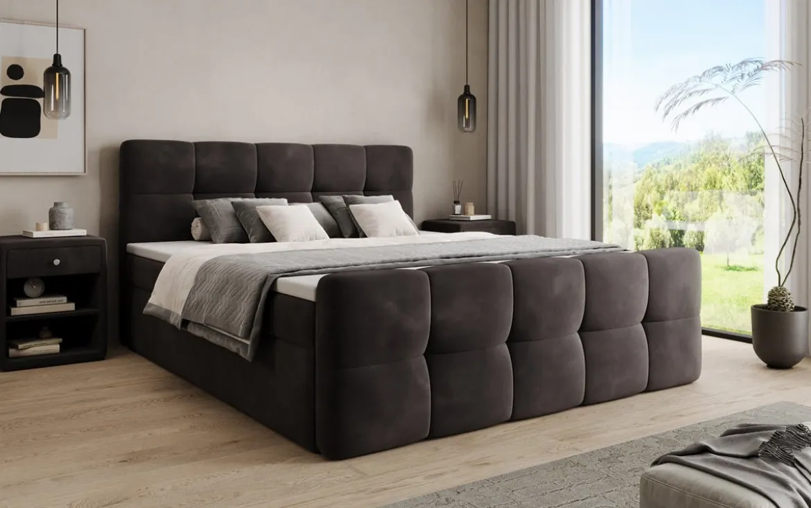 Boxspringbett Cozy Samt mit Stauraum