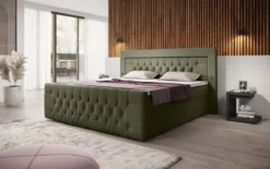 Boxspringbett Diva Bouclé mit USB, LED und 2 Schubalden