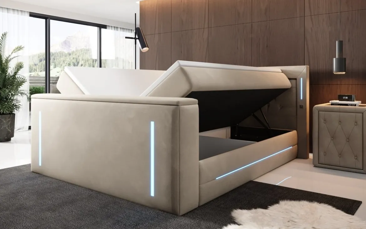 Boxspringbett Divalo mit TV Lift und Stauraum