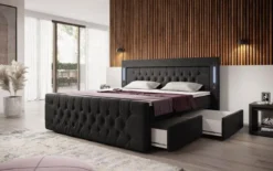 Boxspringbett Diva mit USB, LED und Stauraum (2 Schubladen)