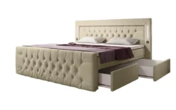 Boxspringbett Diva mit USB, LED und Stauraum (2 Schubladen)